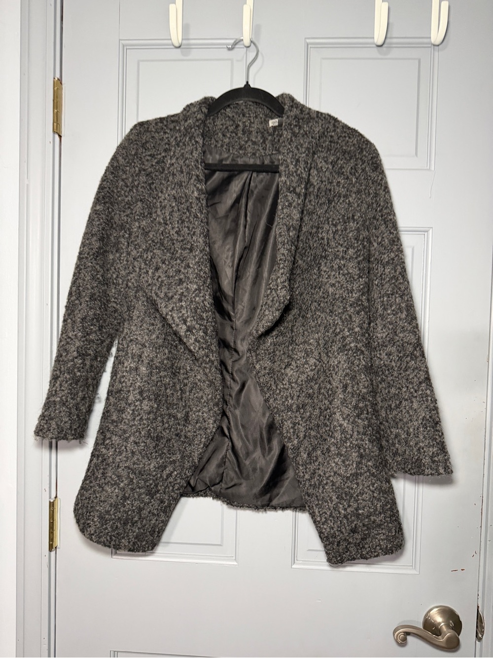 DASAP Black Bouclé Open Front Coatigan - M